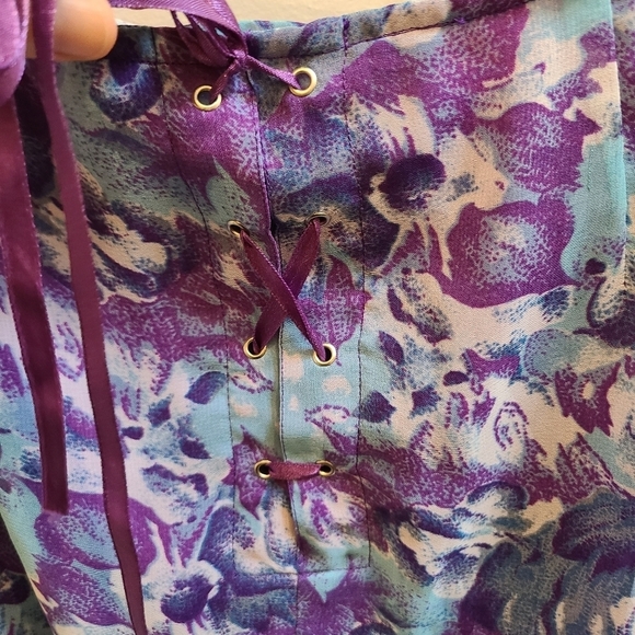 Groggy Urban Legend Y2K Floral Skirt in Blue/Purple - Size M - Picture 5 of 11